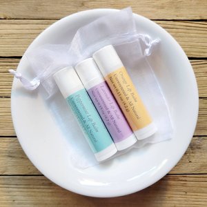 Set of 3 All Natural Lip Balms Made With Essential Oils