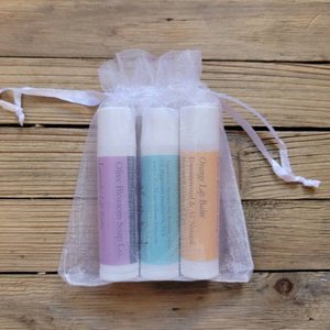 Set of 3 All Natural Lip Balms Made With Essential Oils